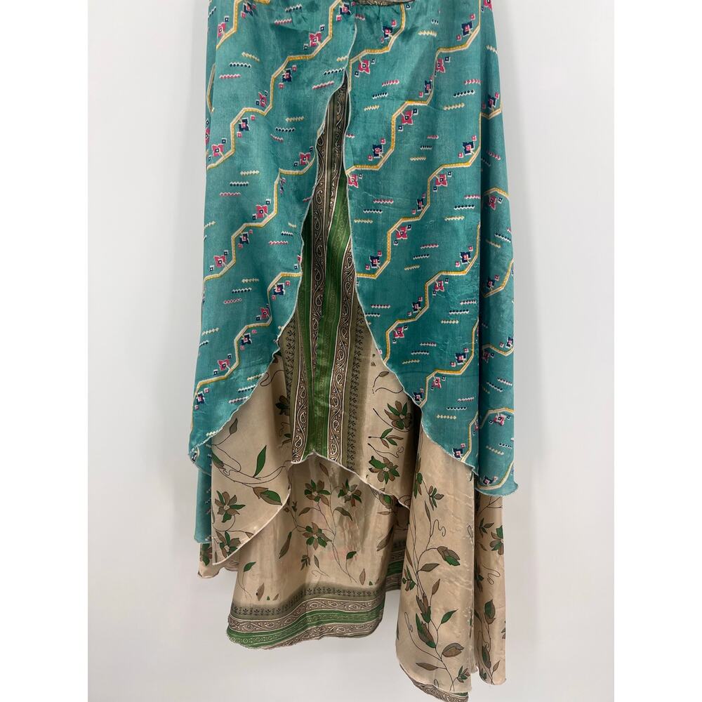 NWT NIMMI L Halter Handkerchief Midi Dress Layered Boho Fairy Hippie Floral Vaca - Picture 3 of 10
